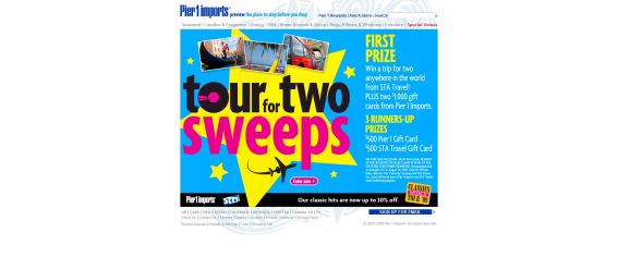 2009 Pier 1 Imports Tour for Two Sweepstakes 2009 Pier 1 Imports Tour for Two Sweepstakes