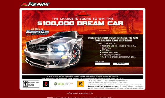 Pizza Hut Midnight Club LA Instant Win and Sweepstakes