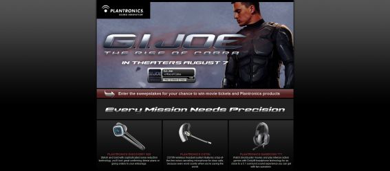 Plantronics G.I. JOE: The Rise of Cobra Sweepstakes Plantronics G.I. JOE: The Rise of Cobra Sweepstakes