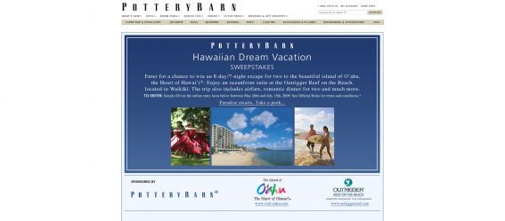 Pottery Barn Hawaiian Dream Vacation Sweepstakes