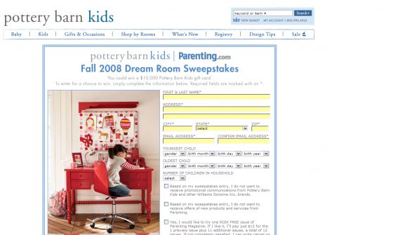 Pottery Barn Kids & Parenting 2008 Dream Room Sweepstakes