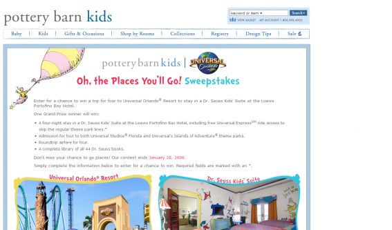 Pottery Barn Kids Oh the Places You’ll Go Sweepstakes