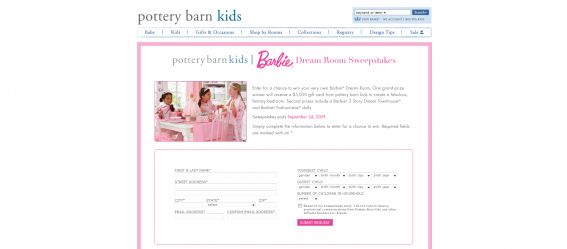 Pottery Barn Kids Barbie Dream Room Sweepstakes