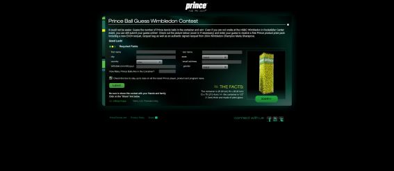 PRINCE Wimbledon Ball Count Sweepstakes PRINCE Wimbledon Ball Count Sweepstakes