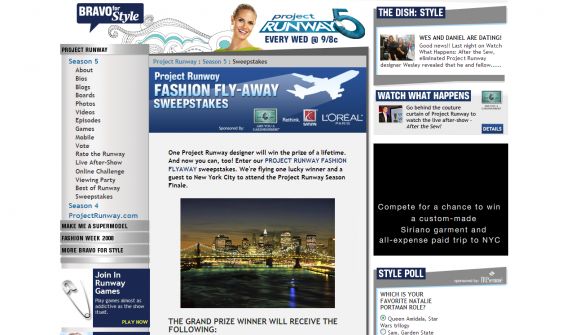 Project Runway 5 Fashion Fly-Away Sweepstakes