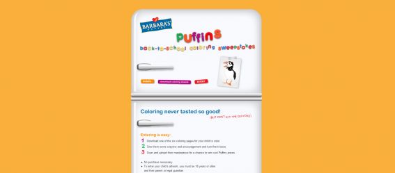 Puffins Cereal Back to School Coloring Sweepstakes