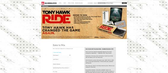 QuickSilver TH Ride Sweepstakes QuickSilver TH Ride Sweepstakes