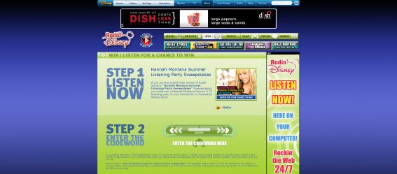 Radio Disney Hannah Montana Summer Listening Party Sweepstakes