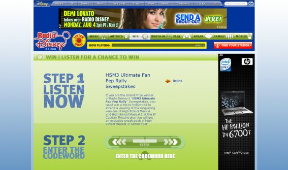 Radio Disney HSM3 Ultimate Fan Pep Rally Sweepstakes