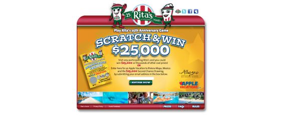 Rita’s 25th Anniversary Instant Win Game and Sweepstakes