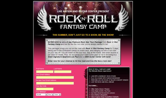 Rock N Roll Fantasy Camp, Don’t Watch a Show, BE THE SHOW Sweepstakes