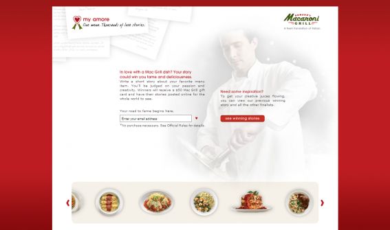Romano’s Macaroni Grill My Amore Contest Promotion Romano’s Macaroni Grill My Amore Contest Promotion