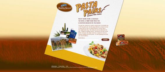 Ronzoni Healthy Harvest Pasta Pairs Instant Win Game