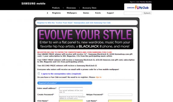 Samsung Fun Club Evolve Your Style Sweepstakes