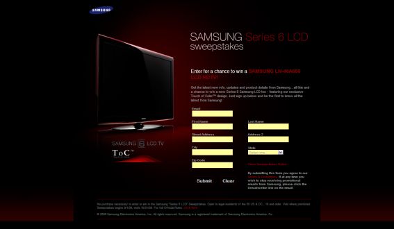 Samsung Series 6 LCD Sweepstakes