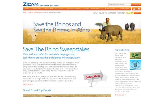 Save the Rhino. Not the Rhinovirus Sweepstakes