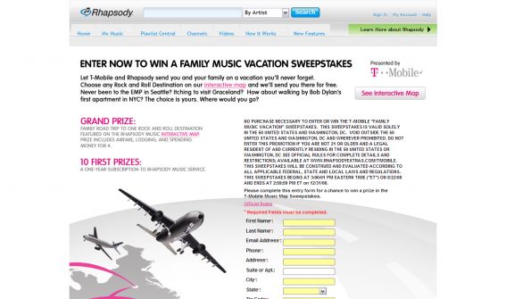 T-Mobile Family Music Vacation Sweepstakes