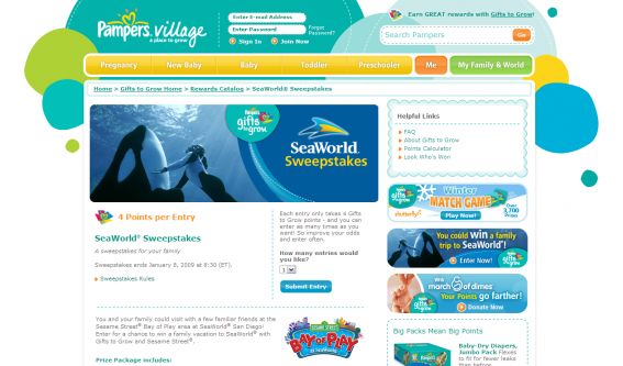 Pampers Gifts To Grow SeaWorld With Sesame Street Friends Sweepstakes