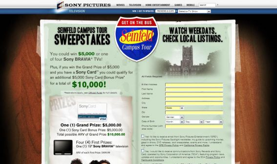 Seinfeld Campus Tour Sweepstakes