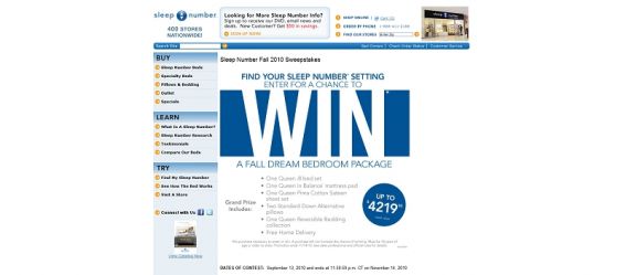 Sleep Number Fall Sweepstakes