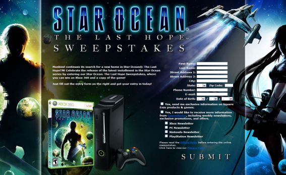 STAR OCEAN: The Last Hope Sweepstakes