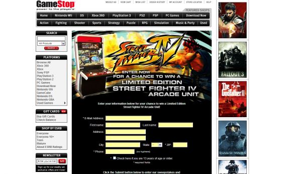 Street Fighter IV Preorder Sweepstakes