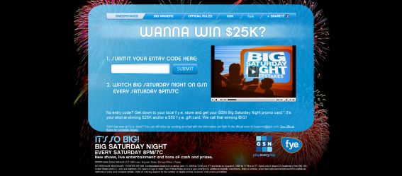 f.y.e. and GSN Big Saturday Night Sweepstakes f.y.e. and GSN Big Saturday Night Sweepstakes