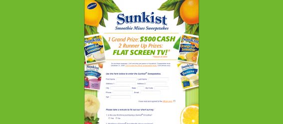 Sunkist Smoothie Mixes Sweepstakes Sunkist Smoothie Mixes Sweepstakes