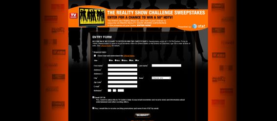 Reality Show Challenge Sweepstakes