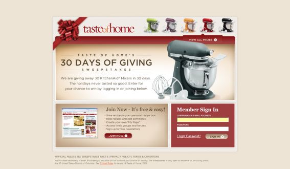 Taste of Home’s 30 Days of Giving Sweepstakes