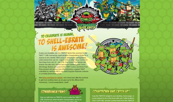 The TMNT 25th Anniversary Shell-ebration Sweepstakes The TMNT 25th Anniversary Shell-ebration Sweepstakes