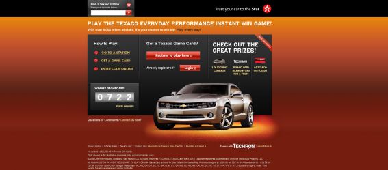 Texaco Everyday Performance Instant Win Game