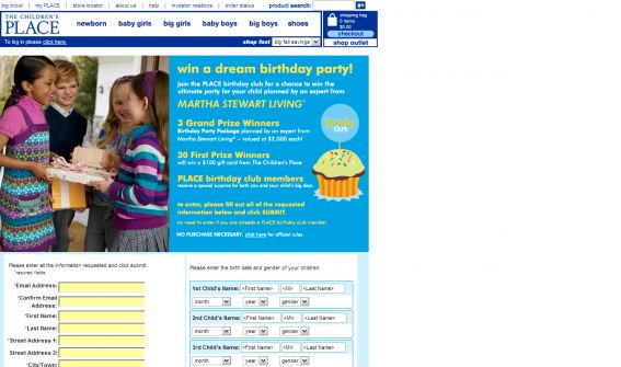 Martha Stewart Living The Children's Place Dream Birthday Party Sweepstakes