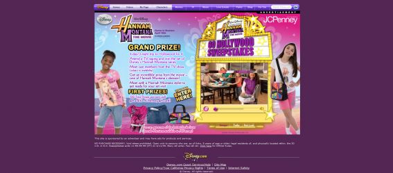 Disney JCPenney Hannah Montana The Movie Go Hollywood Sweepstakes