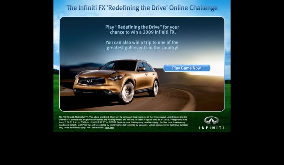 Infiniti FX Redefining the Drive Online Challenge Sweepstakes
