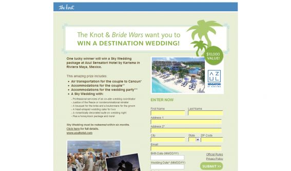 The Knot & Bride Wars Win A Destination Wedding! Sweepstakes