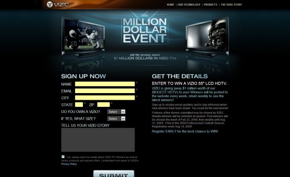 VIZIO 55″ Million Dollar Event VIZIO 55″ Million Dollar Event