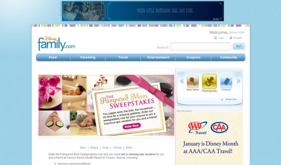 Disney Family.com Pampered Mom Sweepstakes
