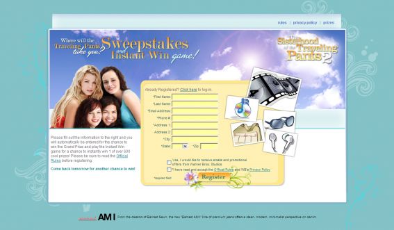Where Will the Traveling Pants Take You? Sweepstakes and Instant Win Game