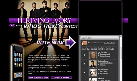 Win An iPod Touch and Vote for Thriving Ivory Sweepstakes