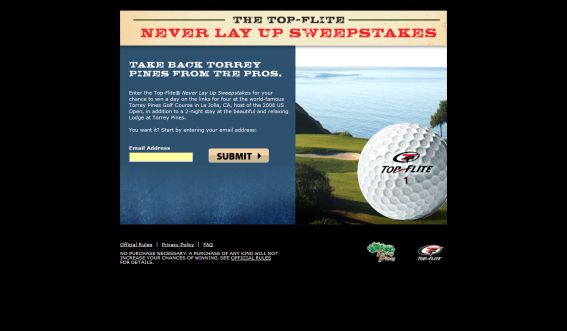 Top-Flite Never Lay Up Sweepstakes