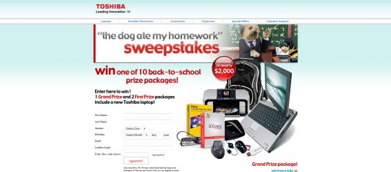 Toshiba Dog Ate My Homework Sweepstakes Toshiba Dog Ate My Homework Sweepstakes