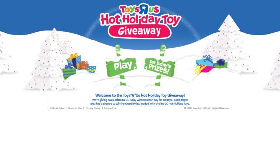 Toys ‘R’ Us Hot Holiday Toy Giveaway Sweepstakes and Instant Win Game