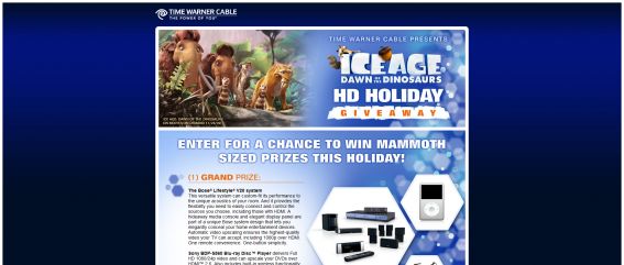 Time Warner Cable Ice Age Dawn of the Dinosaurs HD Holiday Giveaway