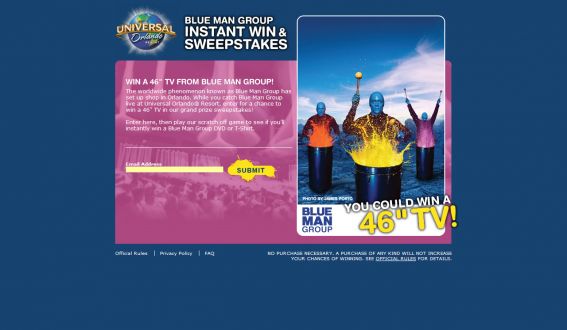 Universal Orlando Blue Man Group Instant Win & Sweepstakes Universal Orlando Blue Man Group Instant Win & Sweepstakes