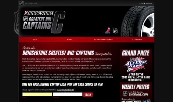 Bridgestone Greatest NHL Captains Sweepstakes
