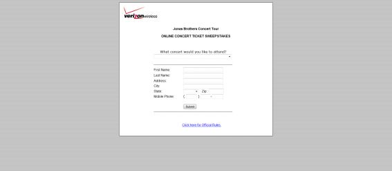 Jonas Brothers Concert Tour Sweepstakes