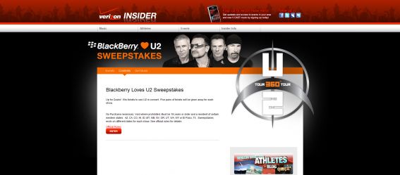 U2 Consumer Online Concert Ticket Sweepstakes