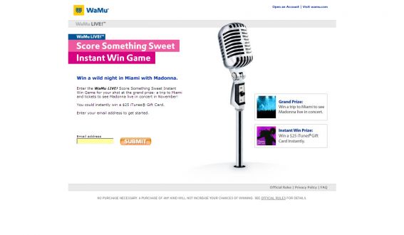 WaMu LIVE! Score Something Sweet Instant Win Game WaMu LIVE! Score Something Sweet Instant Win Game