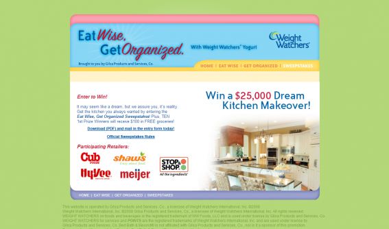 The Weight Watchers Yogurt Eat Wise Get Organized Sweepstakes